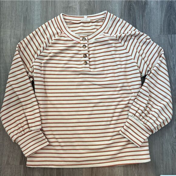 Tops - Ott - Soft Long Sleeve Vintage Look Pin Stripped Cuffed Shirt Preppy